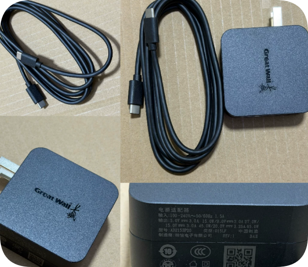 *Brand NEW* Great Wall Original 65W Type-C PD Power Adapter AD2162529, Low-Ripple Wall Charger for UF722 QF722